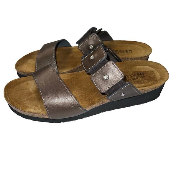 Naot Ashley Bronze Leather Slide Sandal Rhinestone Studded US Size 9/Euro 40 - Picture 1 of 11
